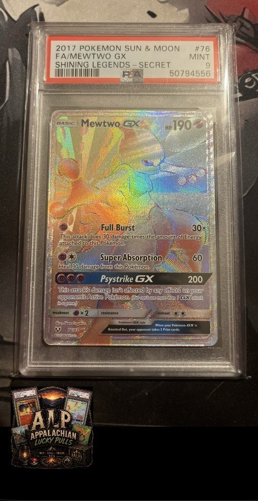 Pokemon PSA 9 Mewtwo GX 76/73 Secret Rare Holo Full Art Shining Legends 2017