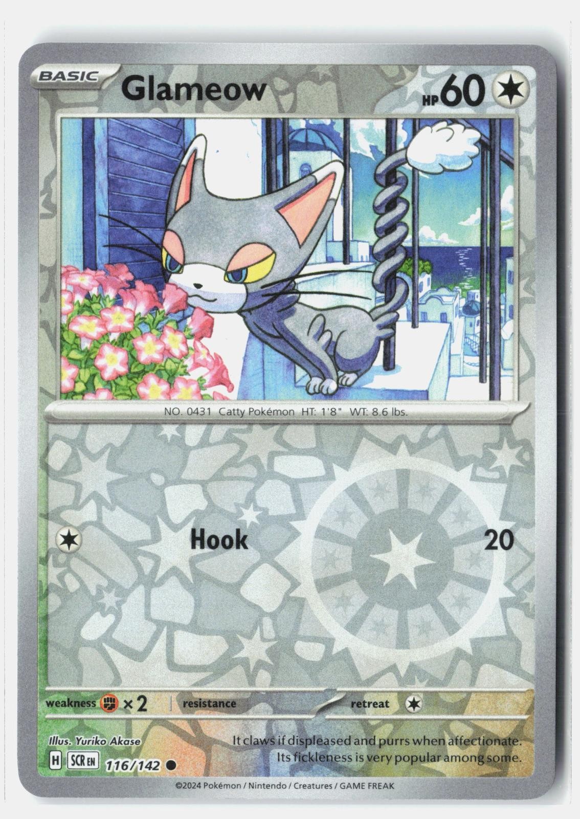 Glameow 116/142 Common Stellar Crown Pokemon Reverse Holo Near Mint Yuriko Akase