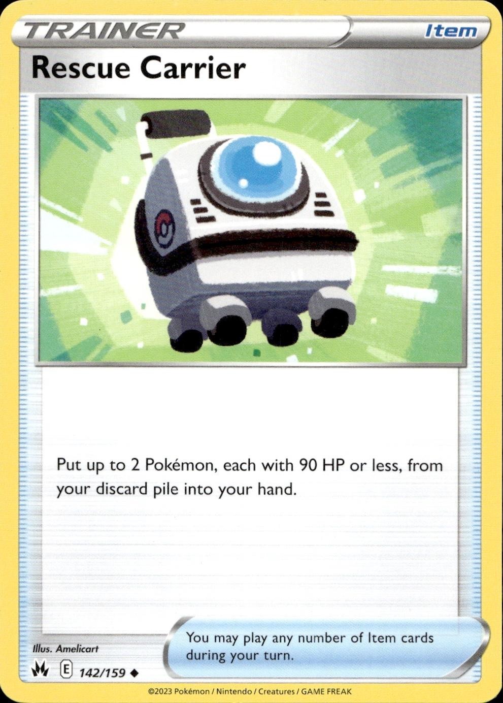 Rescue Carrier 142/159 Crown Zenith UC NM Amelicart Pokemon