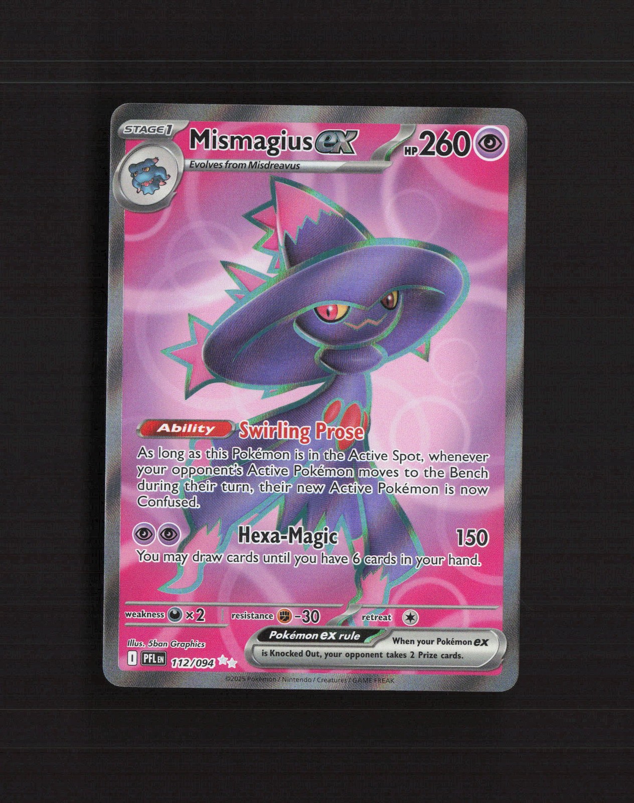 Mismagius ex 112/094 Phantasmal Flames Full Art Ultra Rare Holo Pokemon Card NM