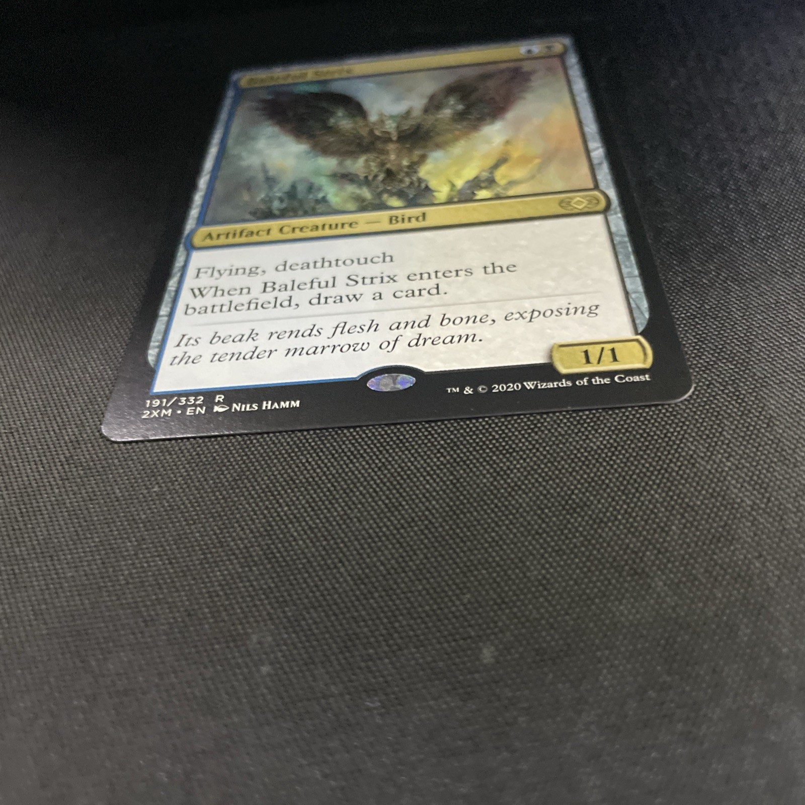 Baleful Strix Archenemy: Nicol Bolas Regular Artifact Blue Black Bird Draw Card