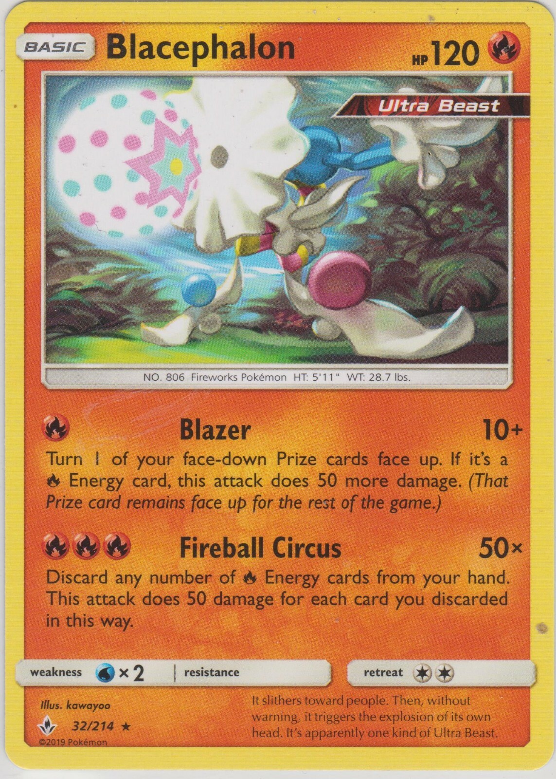 Pokemon TCG SM Unbroken Bonds 32/214 Blacephalon Black Star Rare Card