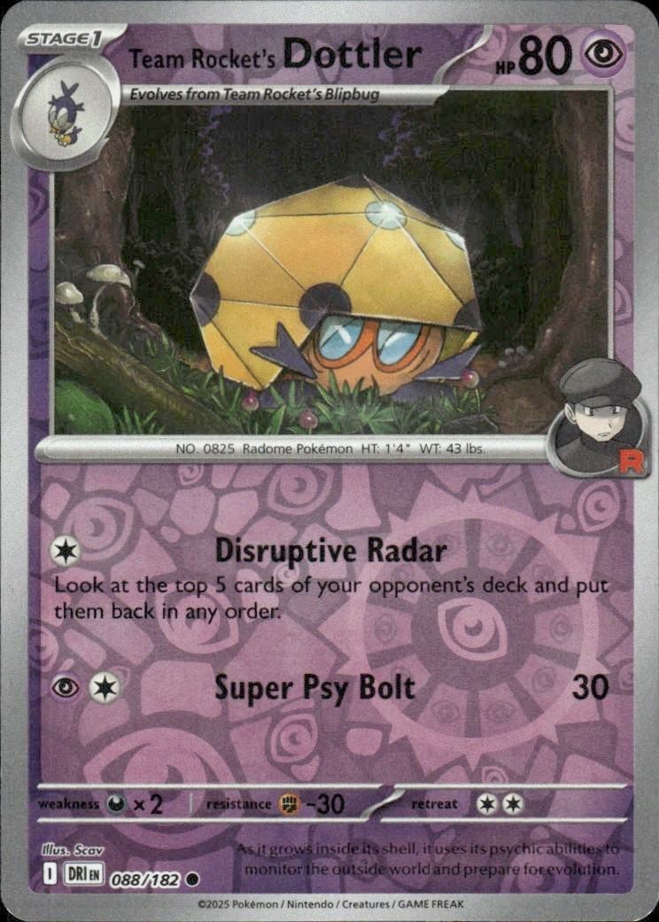 TEAM ROCKET’S DOTTLER 088/182 DESTINED RIVALS COMMON REVERSE HOLO POKEMON SCAV