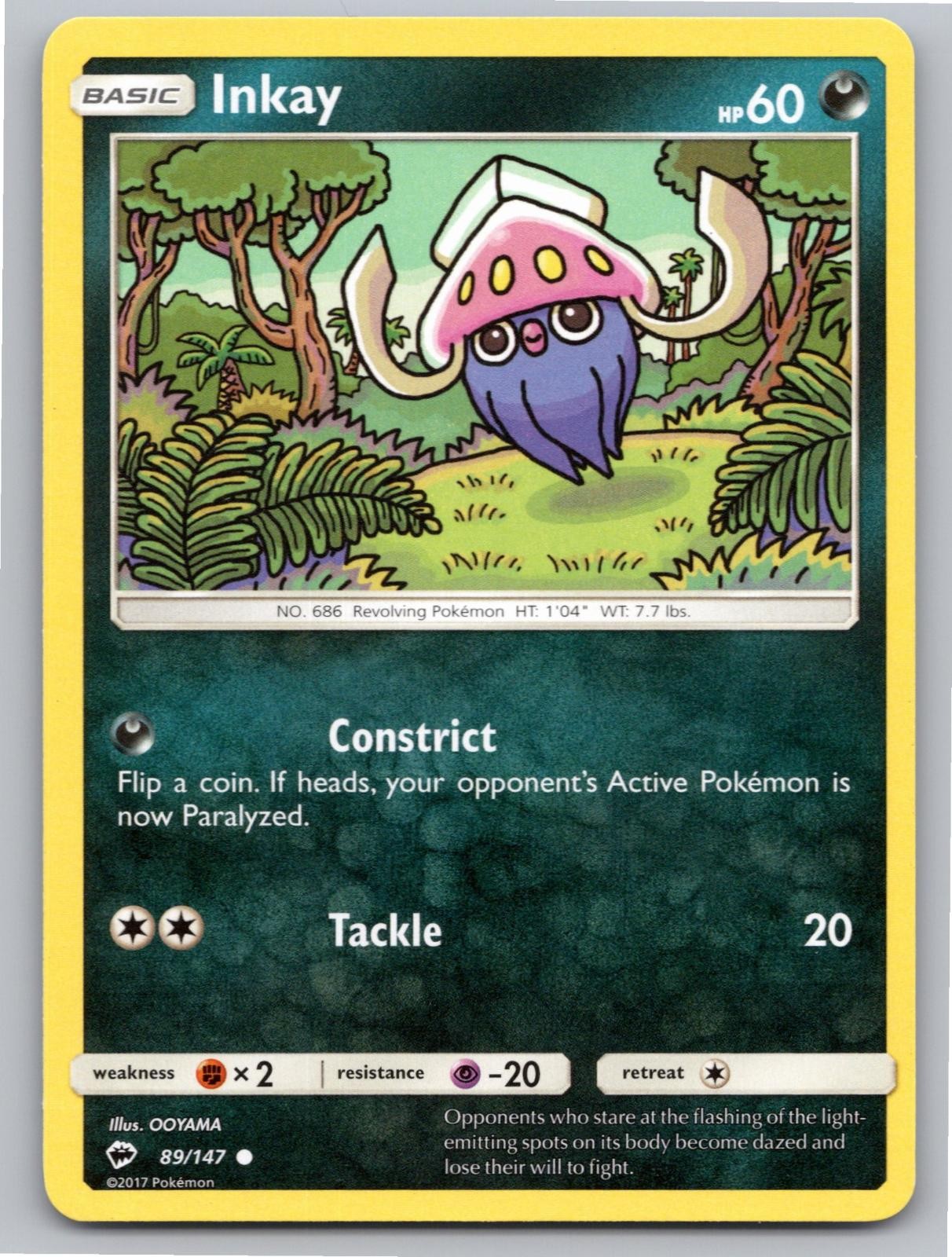 2017 POKEMON INKAY BURNING SHADOWS 89/147 COMMON NM A25394 FREE S&H