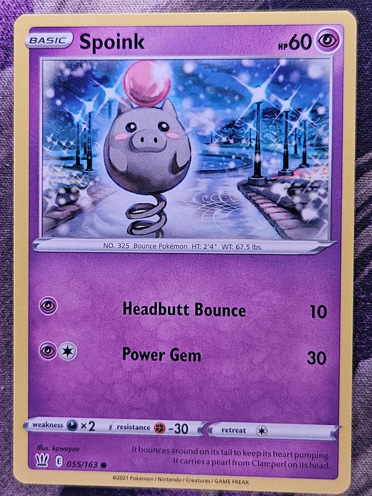 Spoink 055/163 Common Battle Styles Pokemon Near Mint