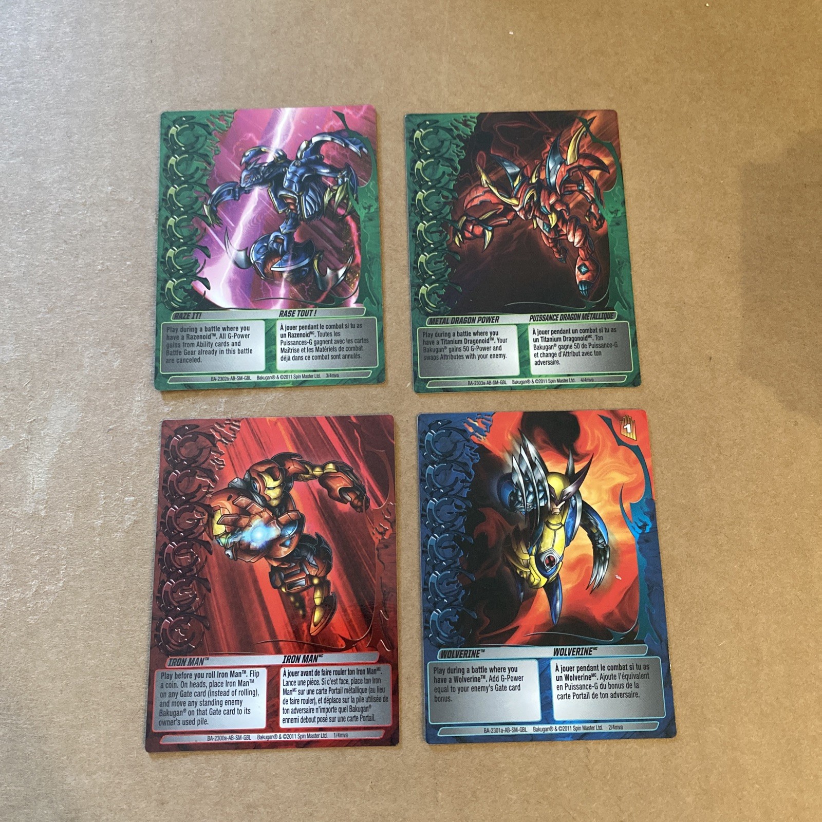 Full Set Bakugan Card – Iron Man, Wolverine 1-4/4mva – Mechtanium Surge Marvel