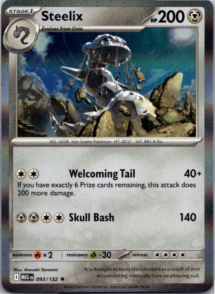 Steelix 093/132 Rare Mega Evolution Pokemon Holo Near Mint