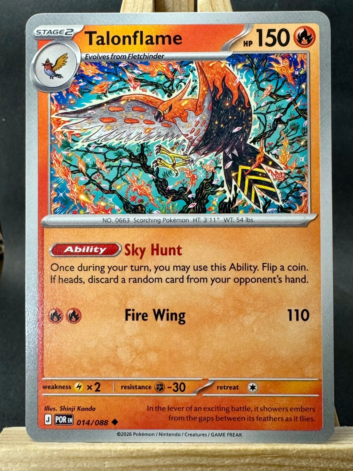 Talonflame Shinji Kanda Pokemon Trading Card Game ME03: Perfect Order 014/088 NM