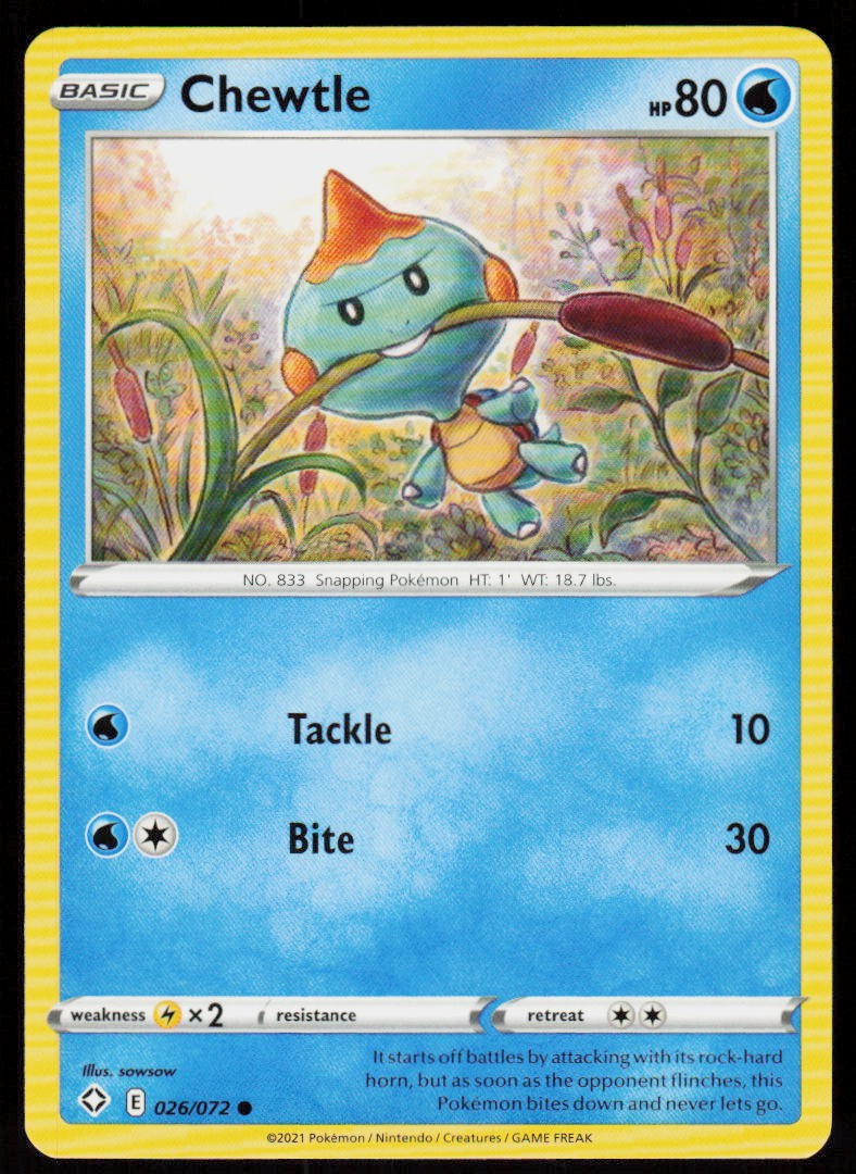 Chewtle 026/072 Common Shining Fates Pokemon Near Mint