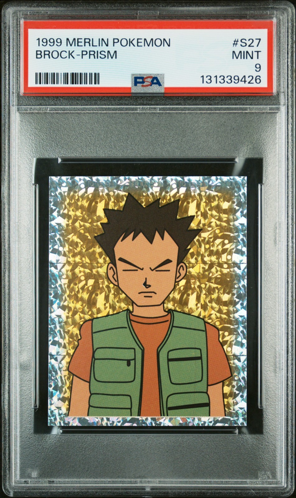 PSA 9 MINT 1999 MERLIN POKEMON #S27 BROCK-PRISM