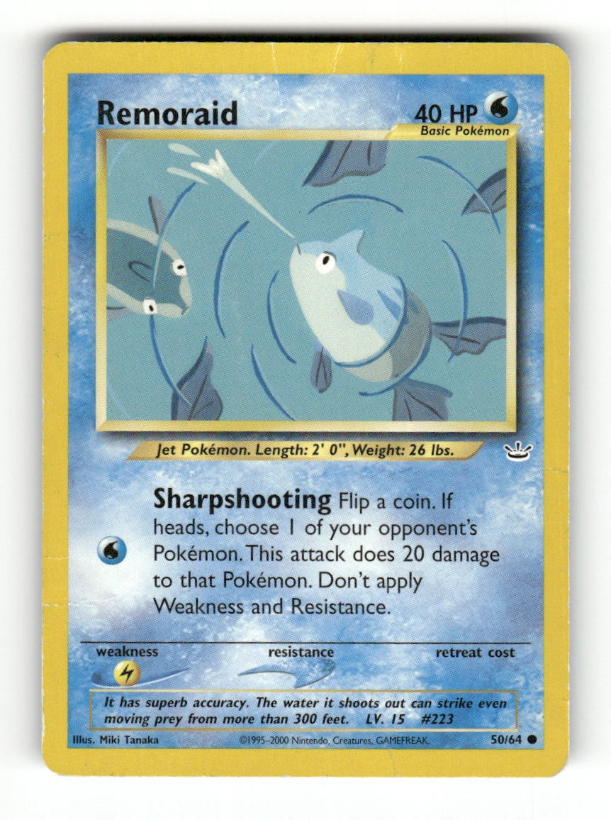 Remoraid 50/64 Common Neo Revelation Pokemon Unlimited HP Miki Tanaka