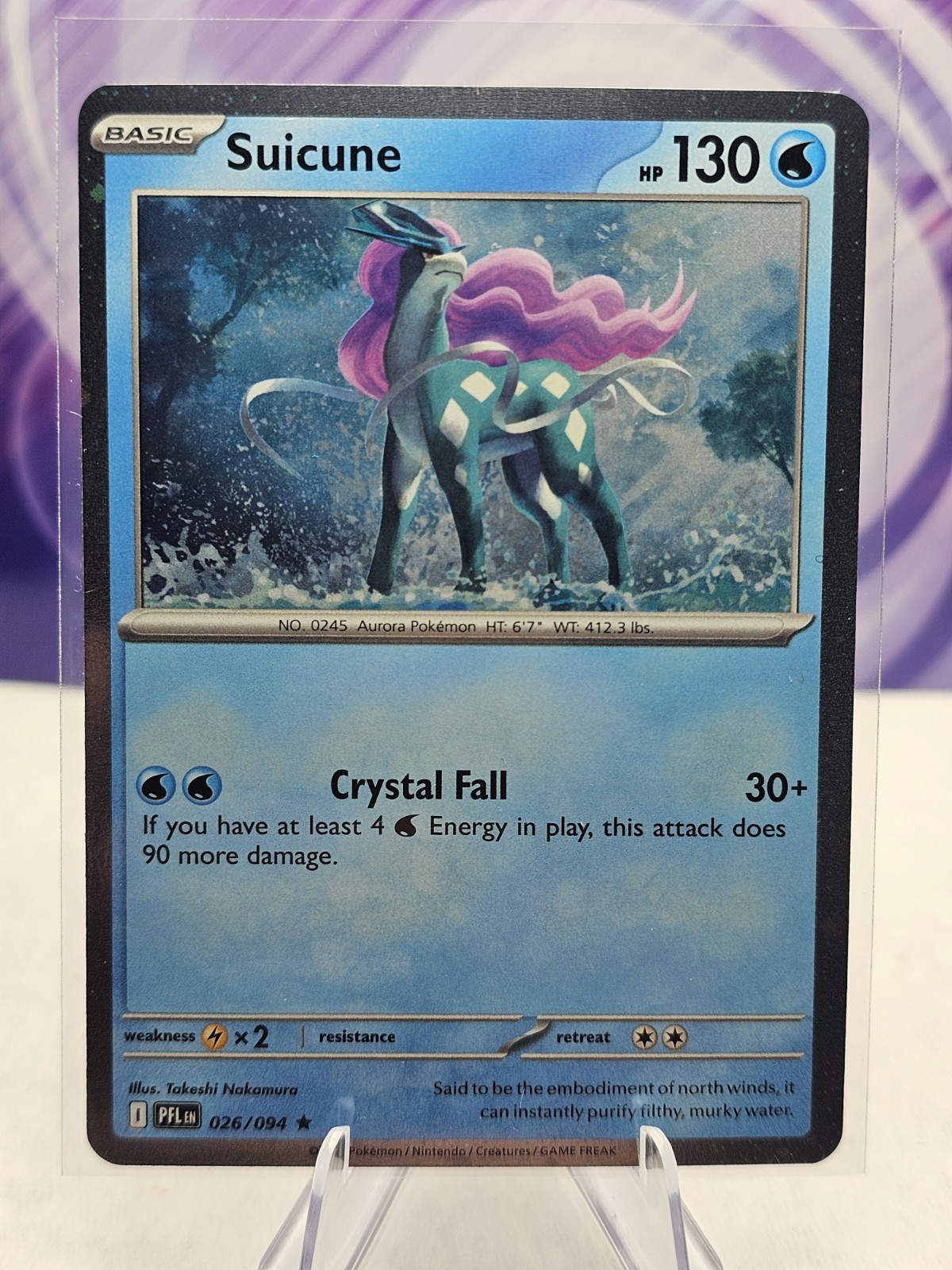 Suicune 026/094 Me02: Phantasmal Flames Cosmos Holo Knockout Collection Box