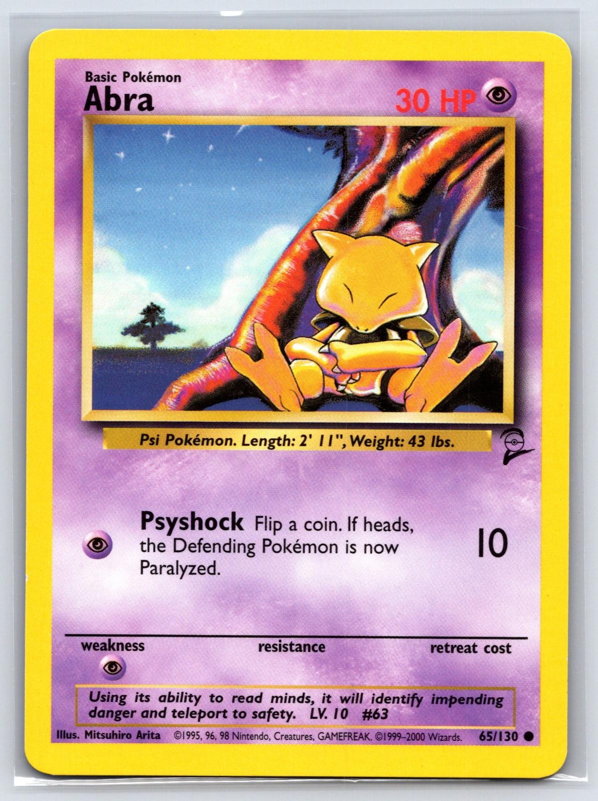 Abra 43/102 Common Base Set Unlimited Pokemon Lightly Played