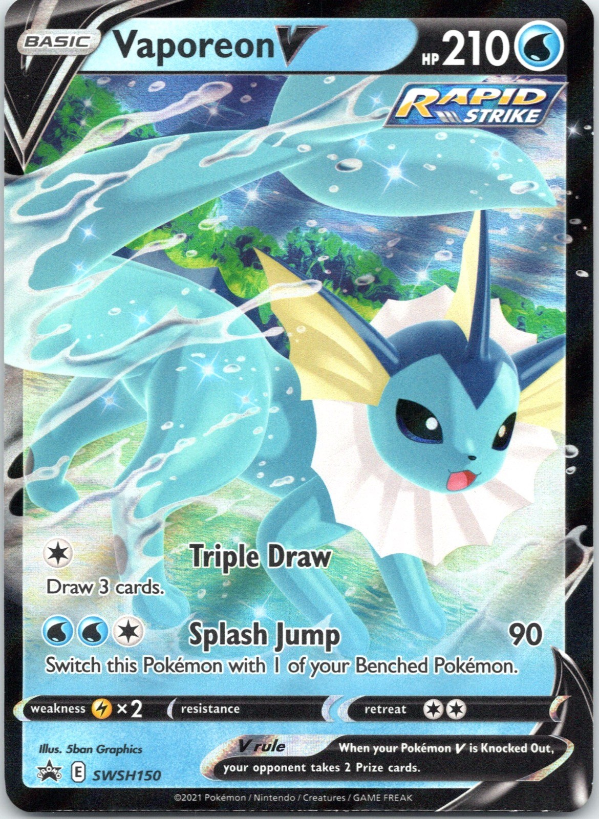 Vaporeon V SWSH150 Holo Promo Sword & Shield Promo Pokemon Near Mint