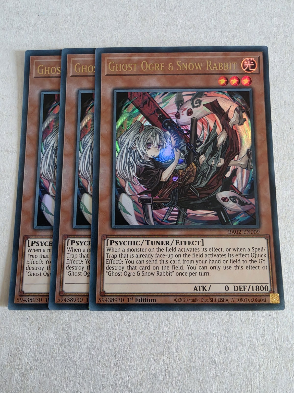 3x Ghost Ogre & Snow Rabbit (Alternate Art) (UR) RA02-EN009 Euro Print NM Yugioh