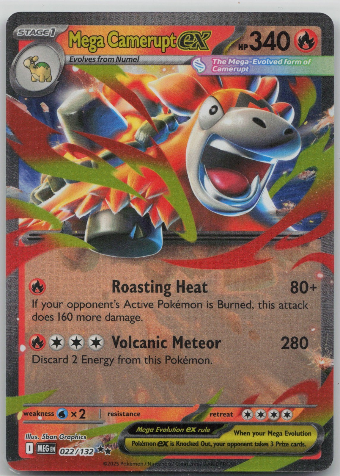 Mega Camerupt ex – MEG ME01: Mega Evolution #022/132 Double Rare NM