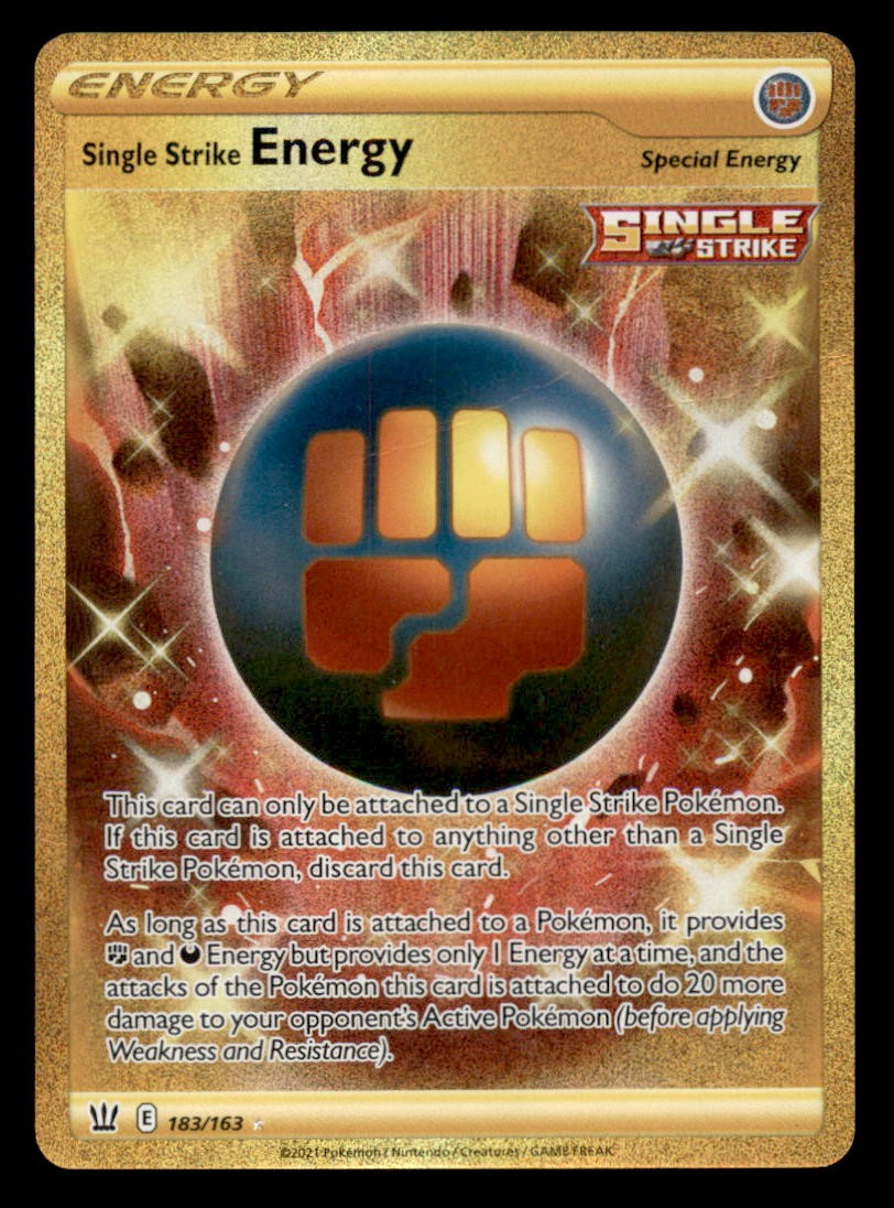 Single Strike Energy 183/163 Secret Rare Battle Styles Pokemon Holo Damaged
