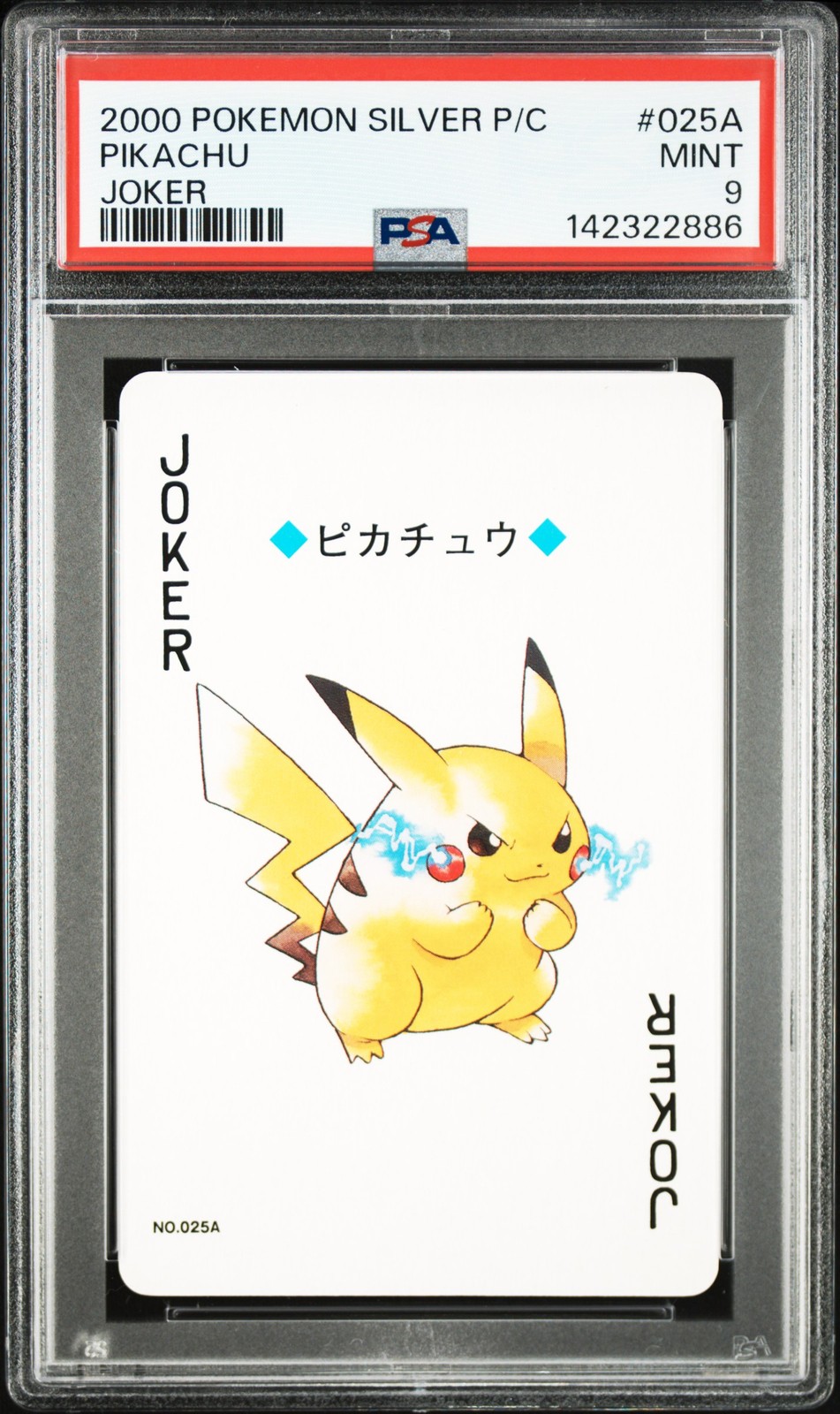 2000 POKEMON SILVER VERSION PLAYING CARDS JOKER #025A PIKACHU PSA 9