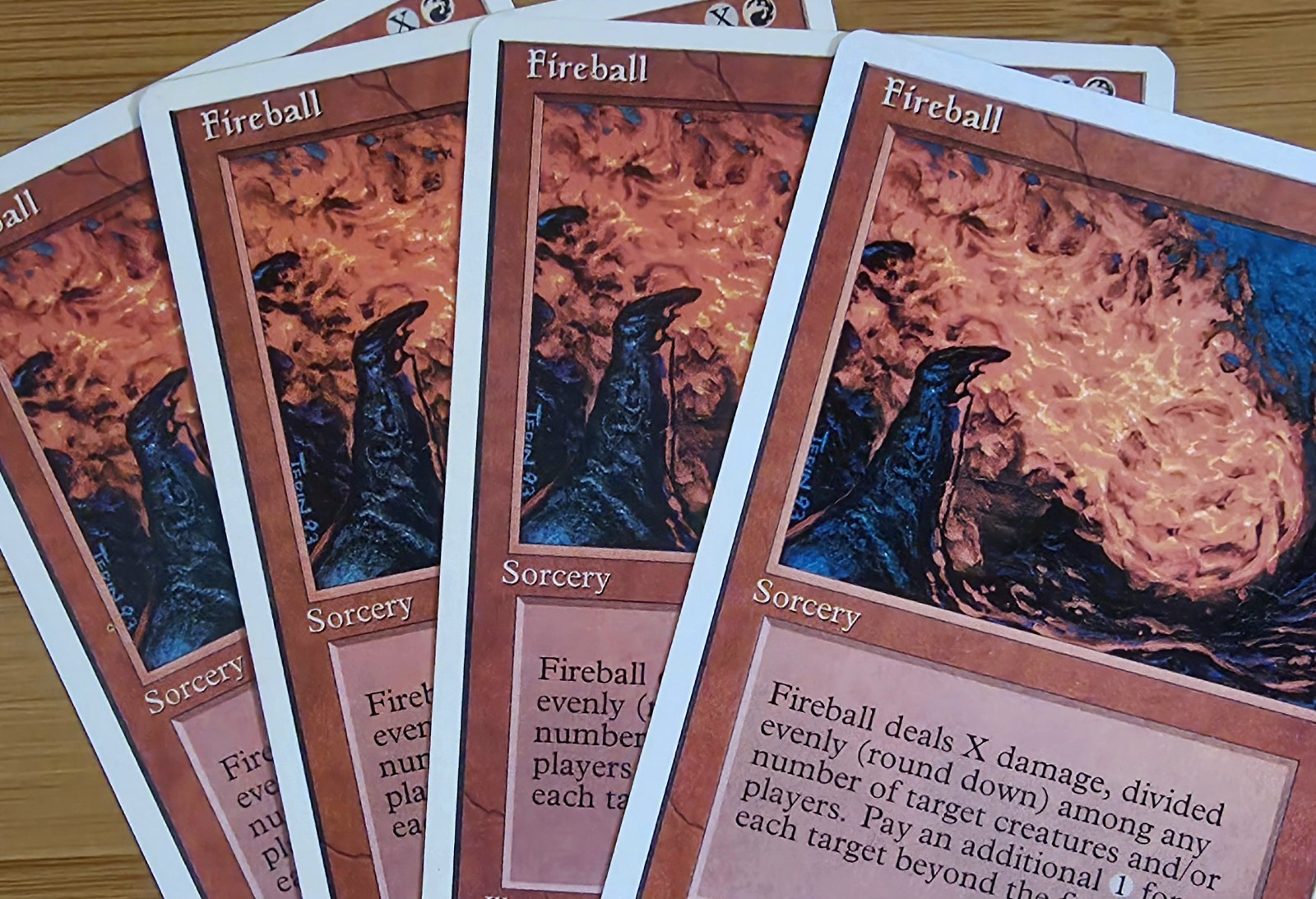 X 4 Fireball NM-M Revised 4th Edition 1995 MTG Magic The Gathering