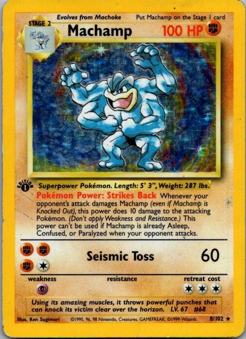 Machamp 8/102 Holo Holo Rare Deck Exclusives Pokemon 1st Edition Holo MP