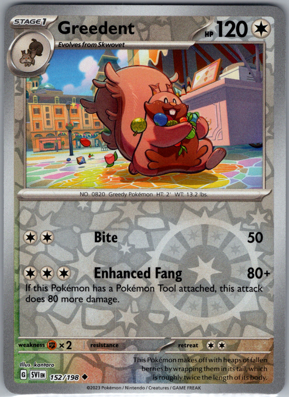 POKEMON – Greedent – 152/198 – SCARLET & VIOLET – REVERSE HOLO – NM/M