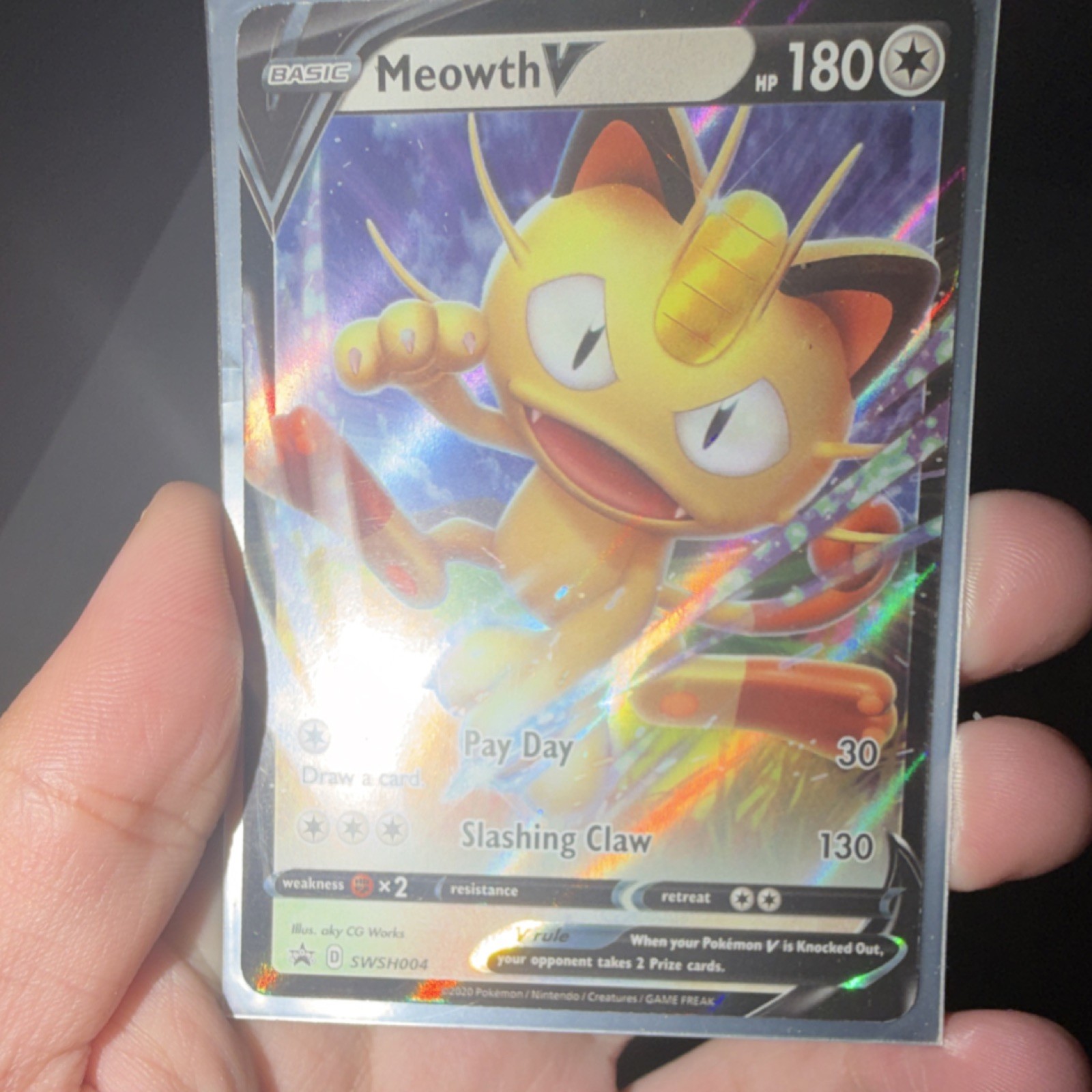 Pokémon Meowth V S-P Sword & Shield Promos 028/S-P Full Art Holo Japanese