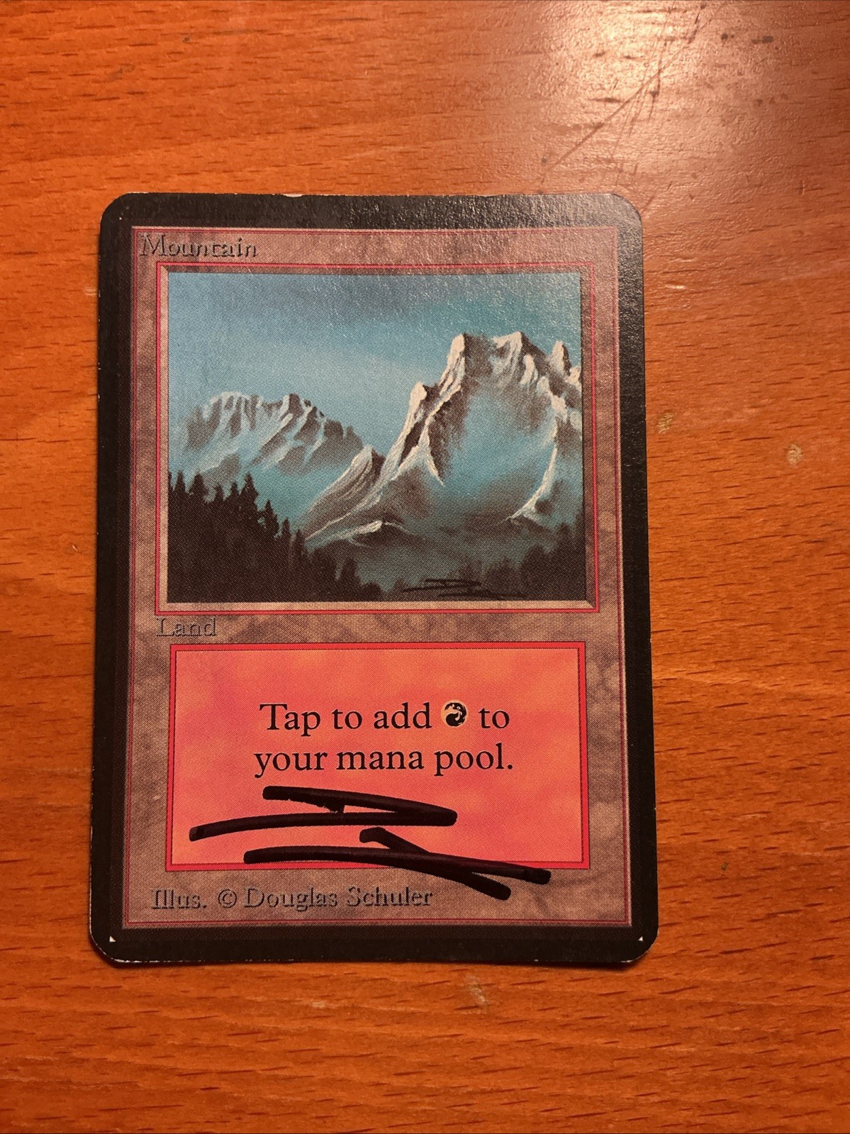 MTG Alpha Mountain Artist Signed Douglas Shuler Heavy Played Magic The Gathering