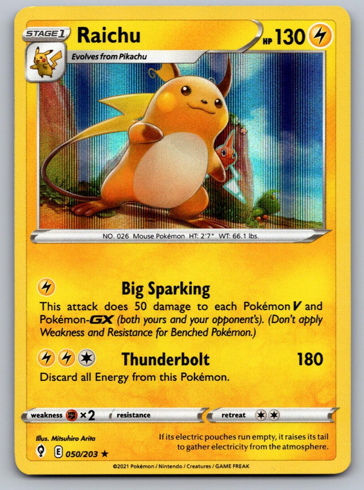 Raichu 050/203 Holo Rare Evolving Skies Pokemon Holo Near Mint