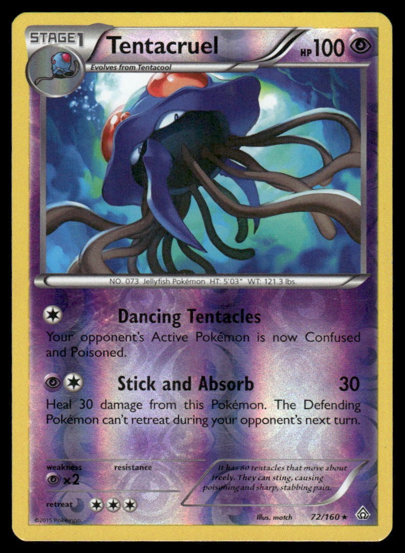 Tentacruel 72/160 Rare Primal Clash Pokemon Reverse Holo Moderately Played