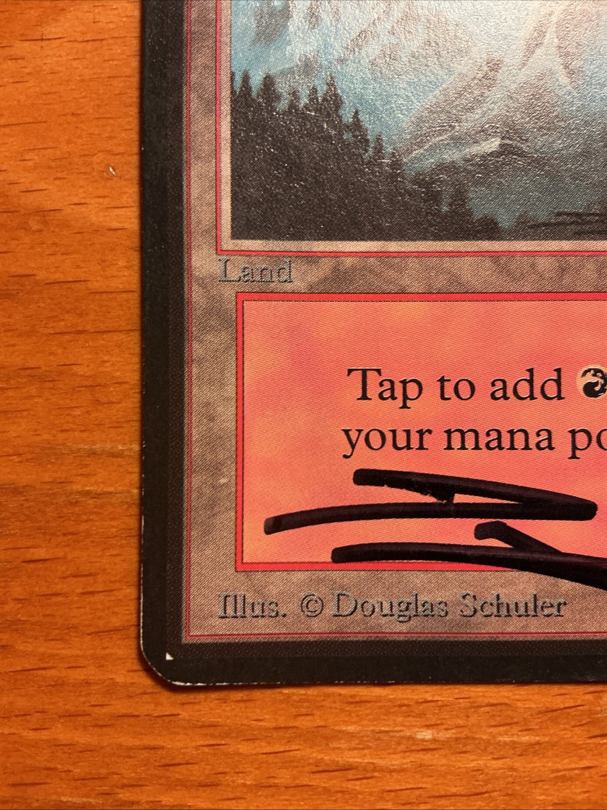 MTG Alpha Mountain Artist Signed Douglas Shuler Heavy Played Magic The Gathering