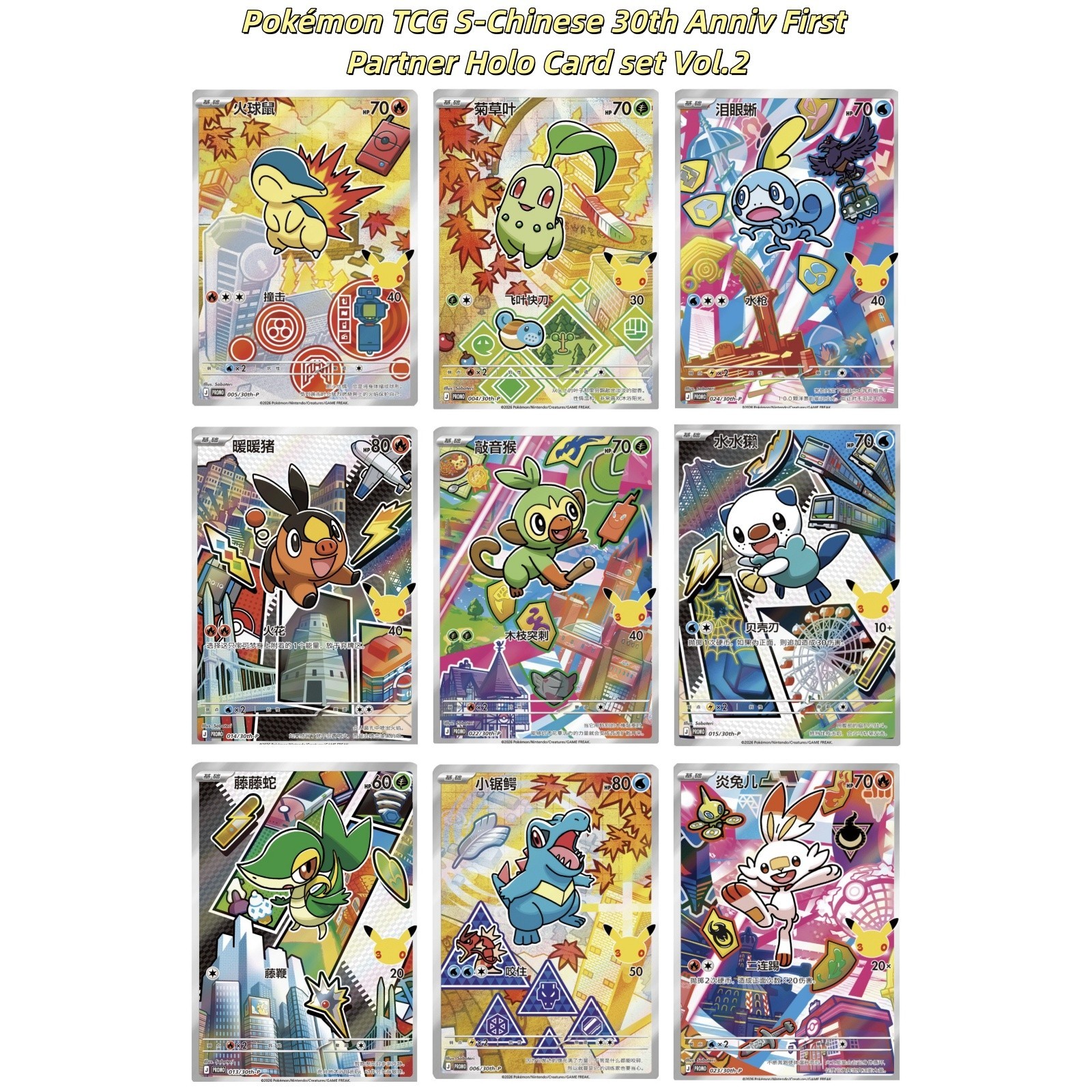 Pokémon Chinese 30th Anniv First Partner Vol.2 Card 9Pcs Set 30th-P NM