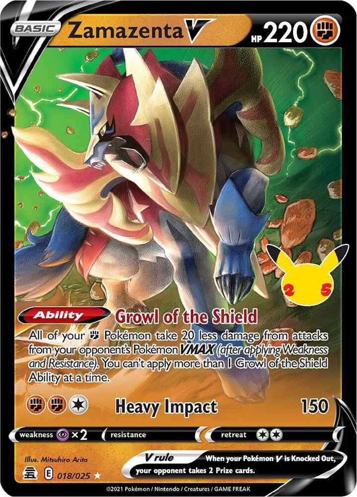 Pokemon TCG Zamazenta V 18/25 Celebrations Holo NM