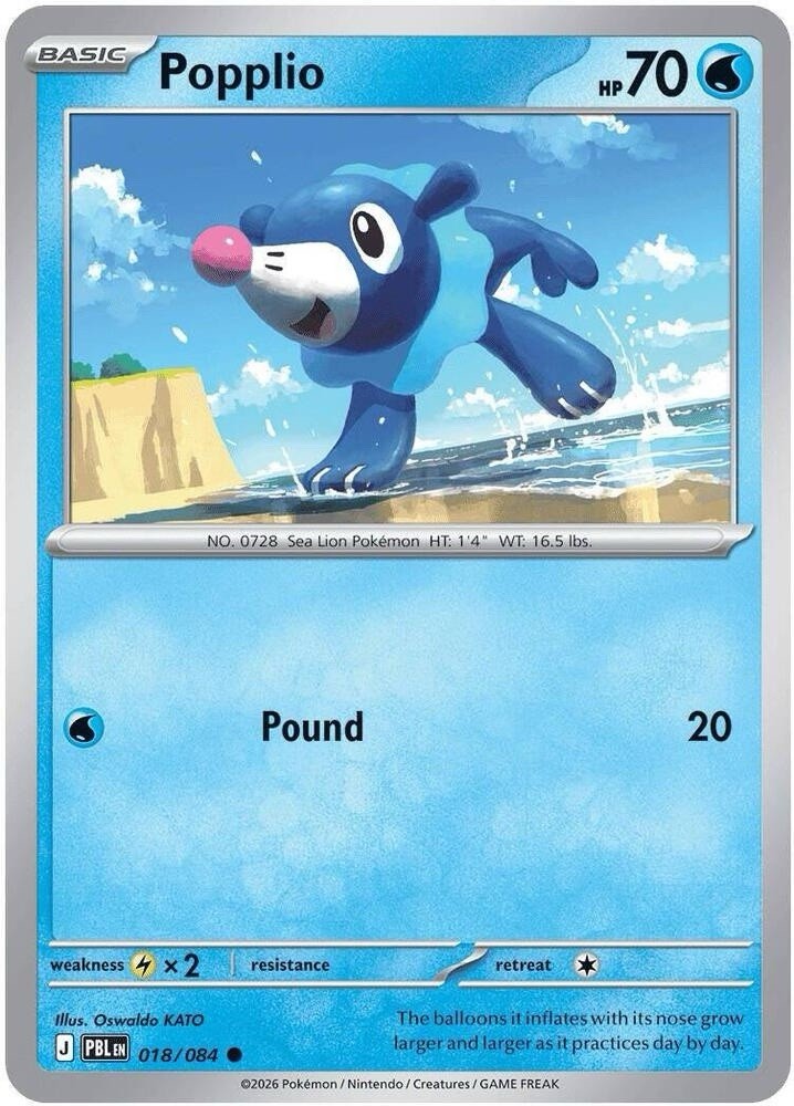 Pokémon TCG Popplio Pitch Black 018/084 / Common Fast/Free Shipping ✨US SELLER✨