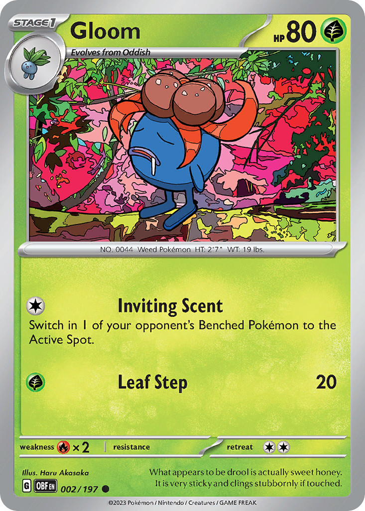 Gloom 002/197 Obsidian Flames Common Pokemon NM/M