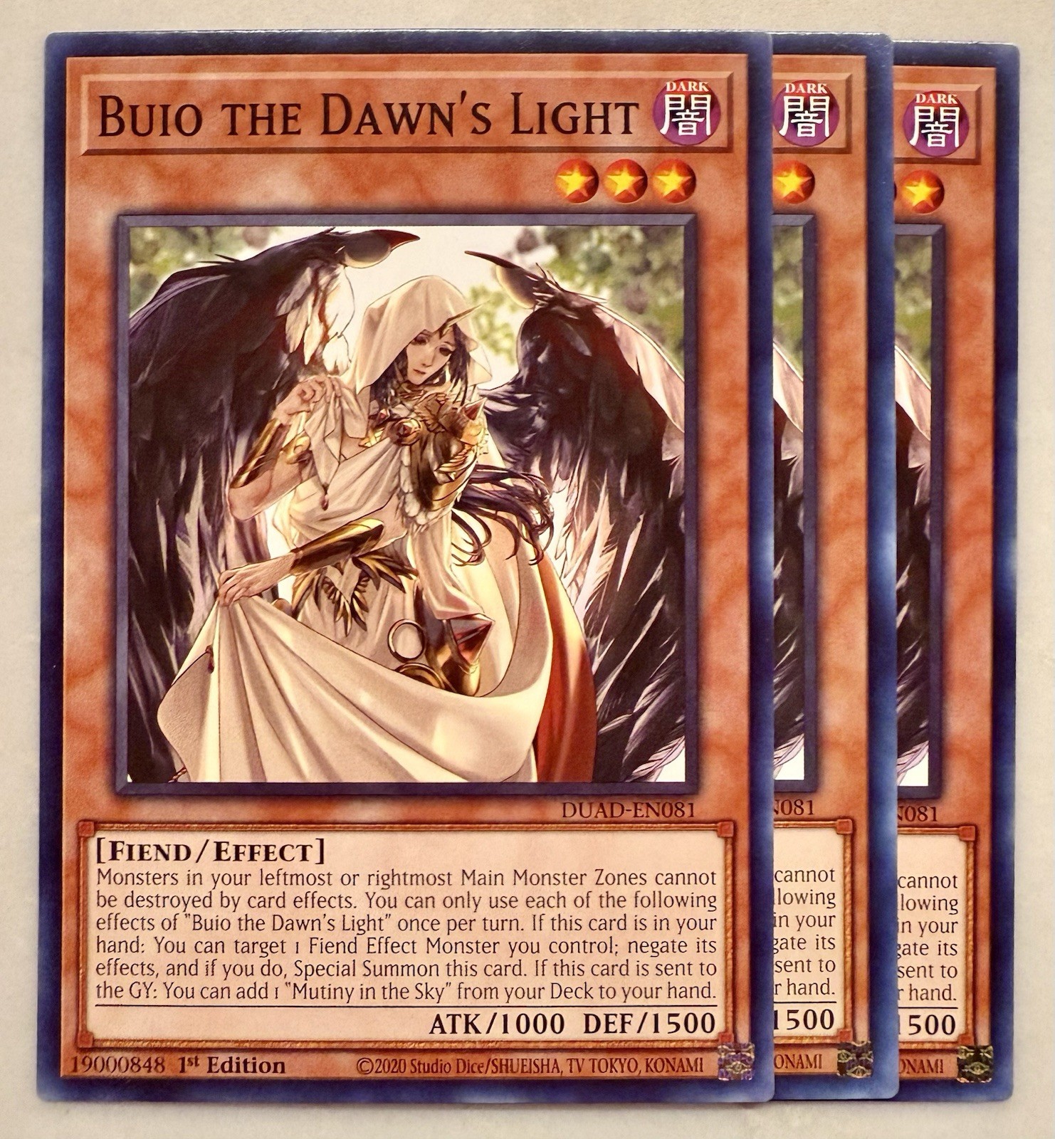 Yugioh! 3x Buio the Dawn’s Light DUAD-EN081 Common 1st Ed NM