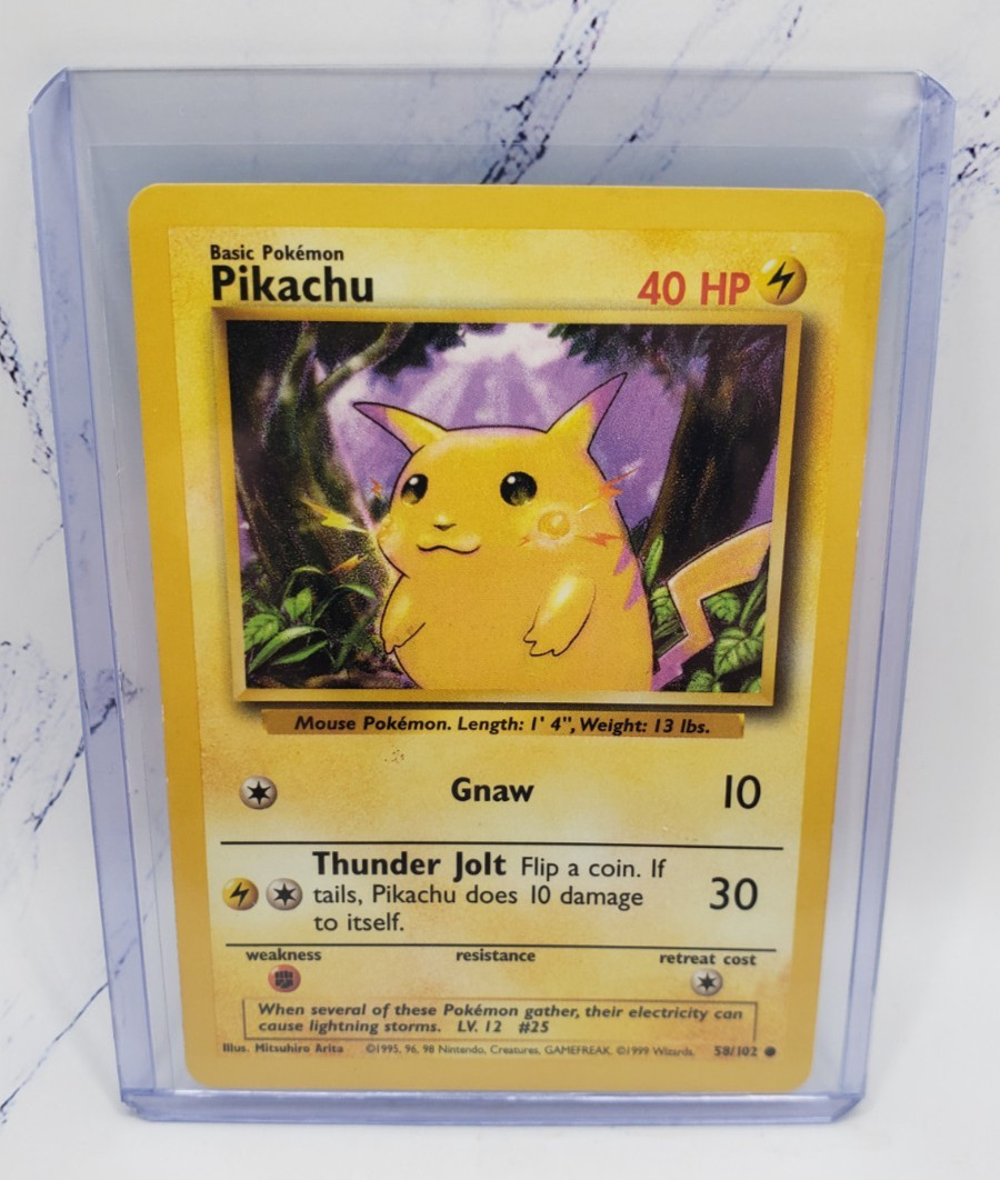 1995 Basic Pokemon Card Yellow Cheeks Pikachu 58/102