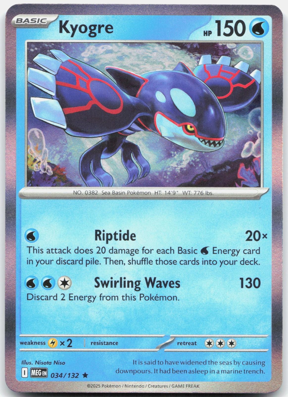 Kyogre 034/132 Rare Mega Evolution Pokemon Holo Near Mint