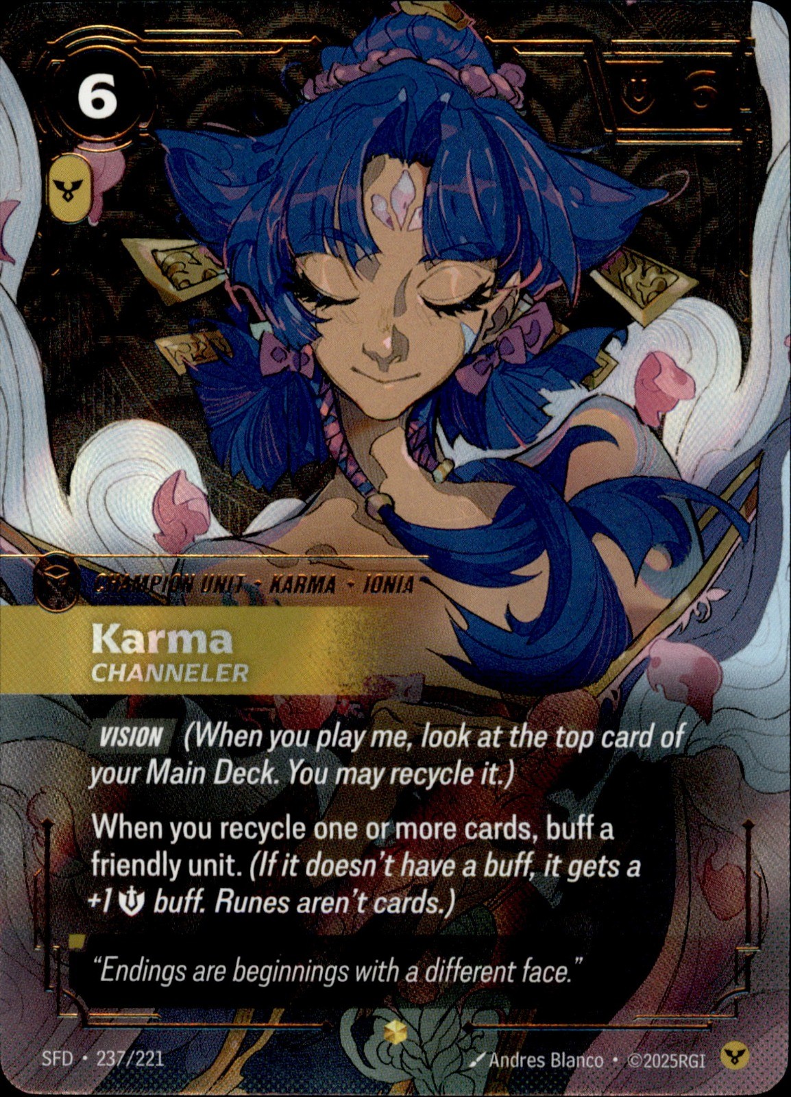 Karma – Channeler (Overnumbered) 237/221 NM Spiritforged Showcase Riftbound TCG