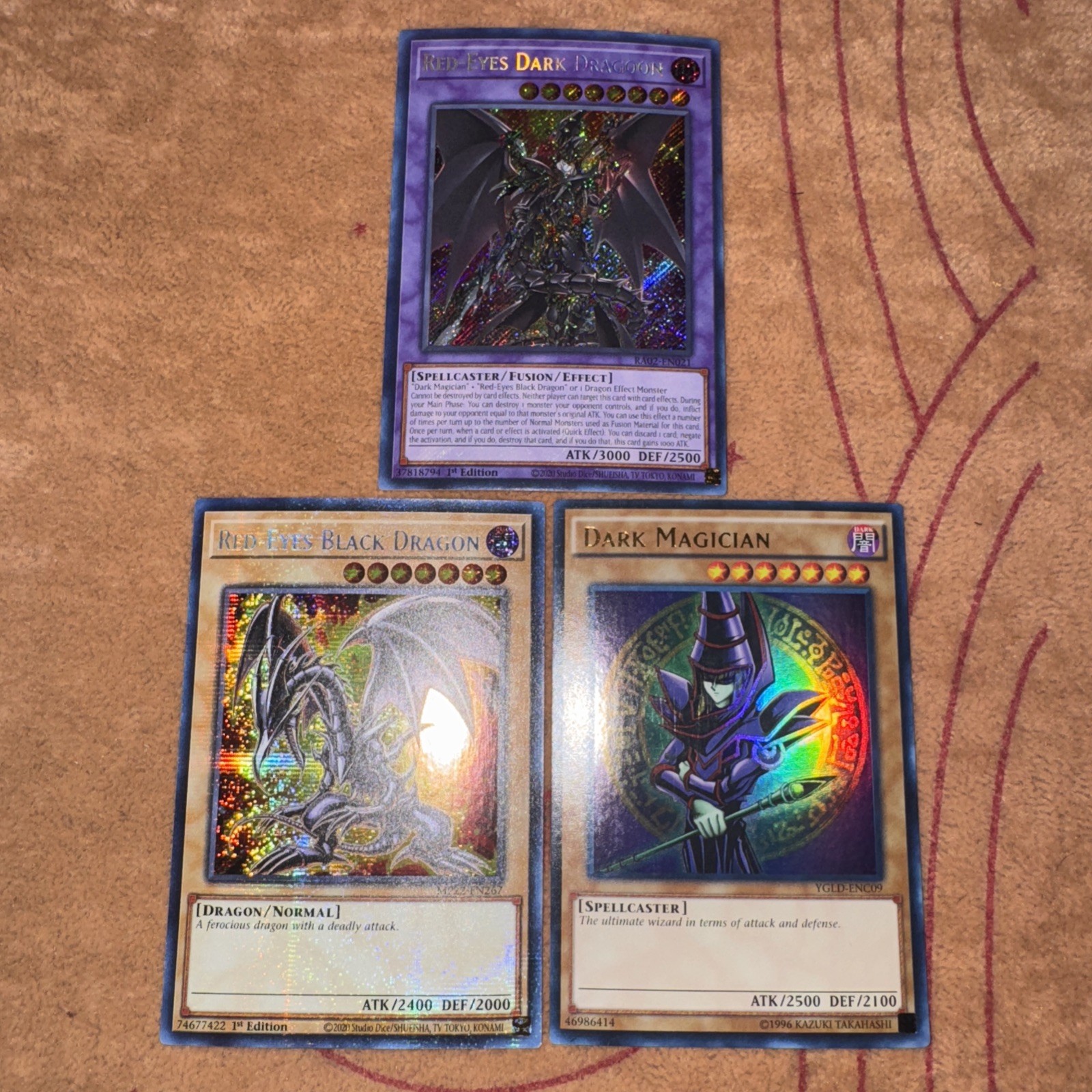 🔥 Yugioh Red-Eyes Dark Dragoon + Red-Eyes + Dark Magician RA02-EN021 MP22 YGLD