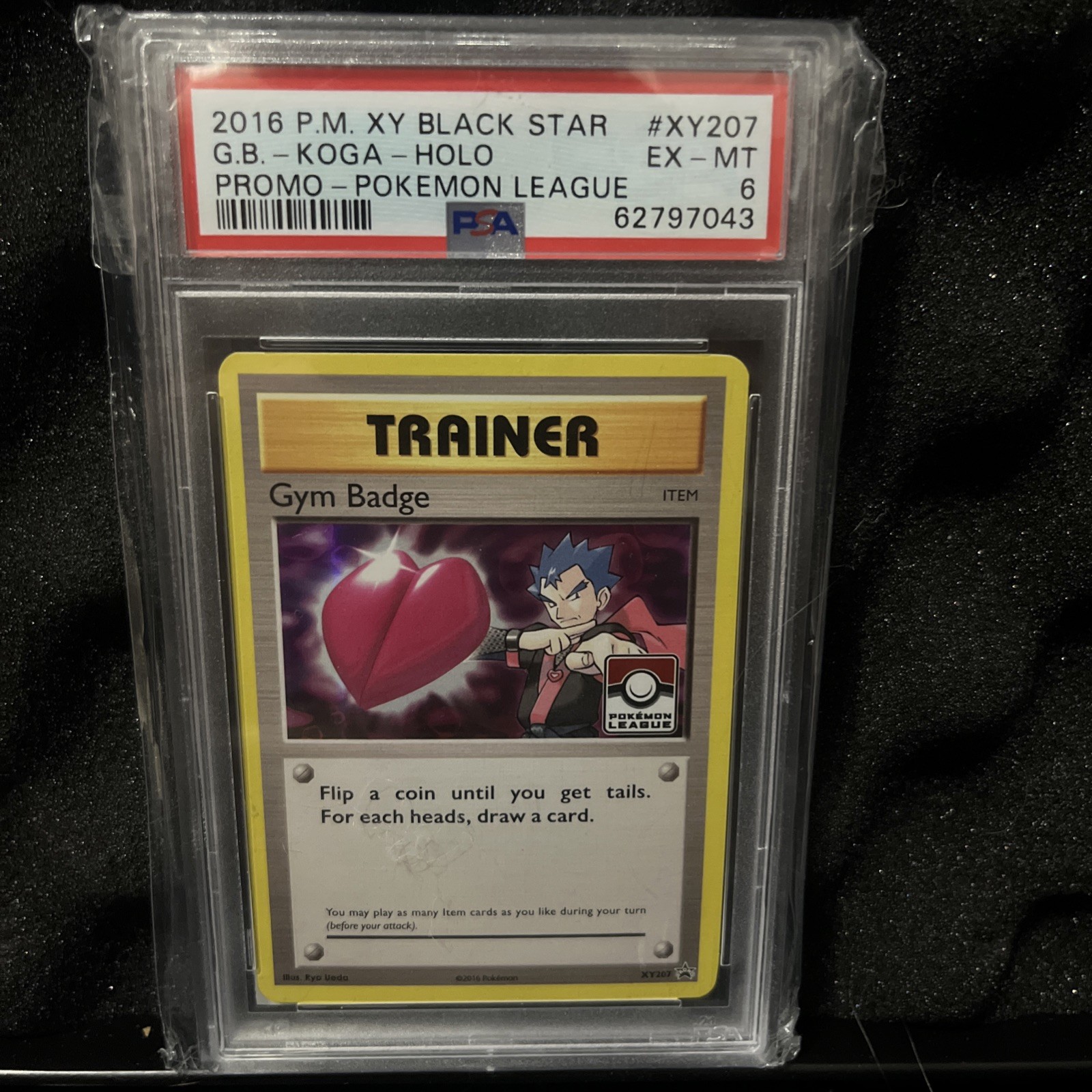 PSA 9(OC) 2016 Pokémon Gym Badge Koga -Holo Promo League #XY207 Mint TOTAL POP 1