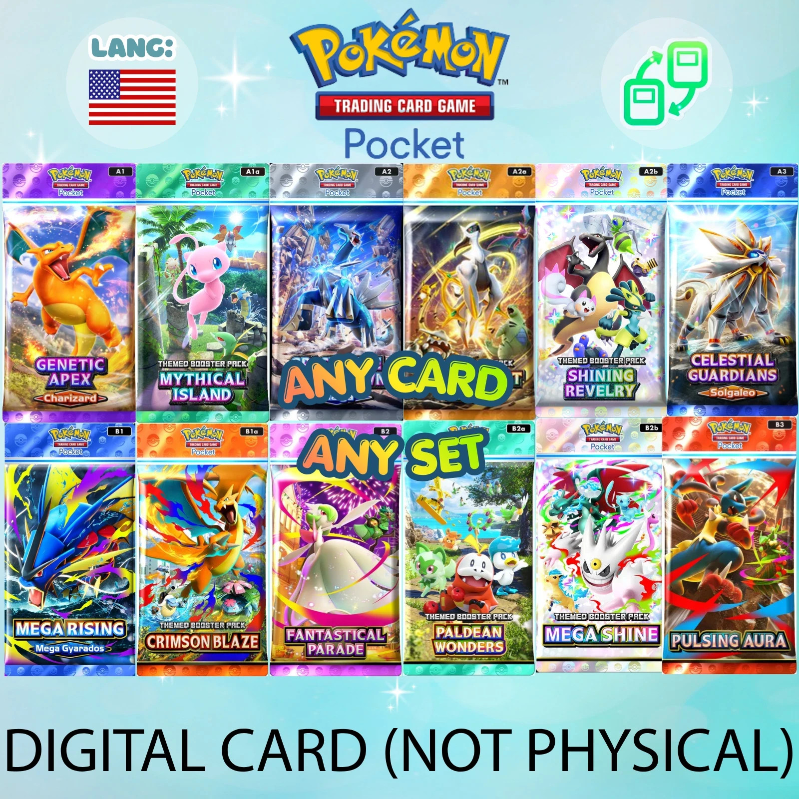 [DIGITAL] Pokemon TCG Pocket – CHOOSE Any Card – Any Set – Any Rarity (English)