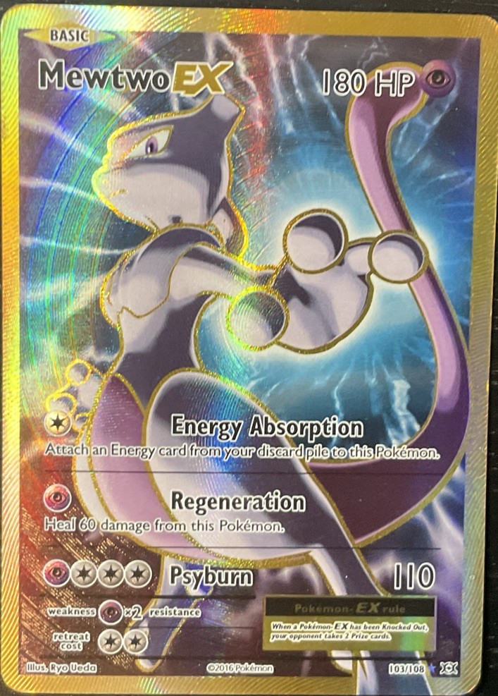 Pokemon Card- Mewtwo EX (Full Art) 103/108 Evolutions Holo MP-HP