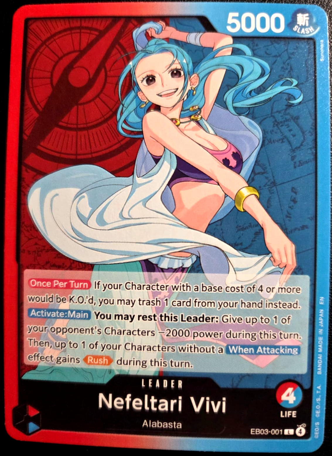 Nefeltari Vivi EB03-001 ONE PIECE Tcg Card Game NM RED/BLUE Leader