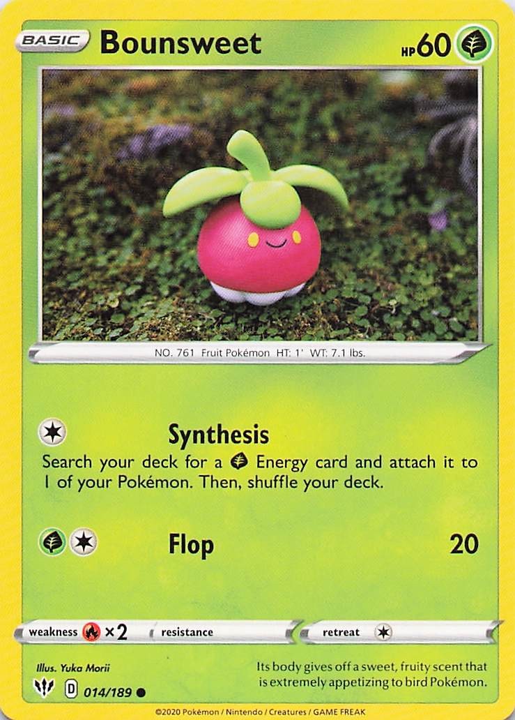 Bounsweet – (Artist Yuka Morii) 014/189 Common 2020 Darkness Ablaze Pokemon NM