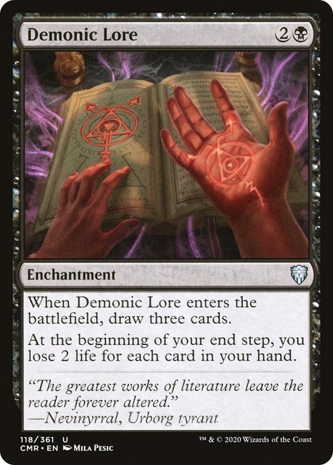 Demonic Lore 118 CMR Commander Legends MTG Black Uncommon Enchantment Pesic NM