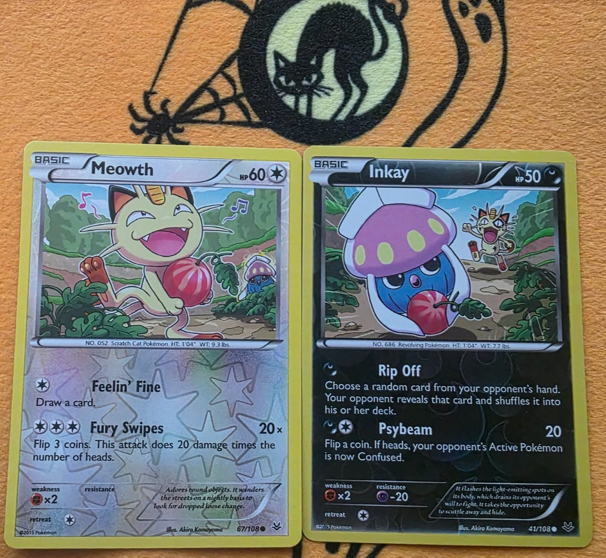 (REVERSE HOLO) Meowth Inkay Connected Story 🐱🍓🦑Roaring Skies 41/108 67/108