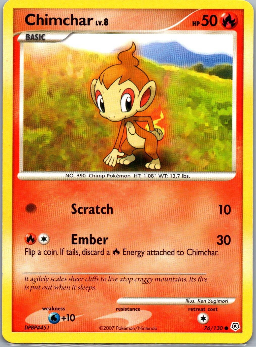 Chimchar 76/130 Common Diamond & Pearl Pokemon Near Mint