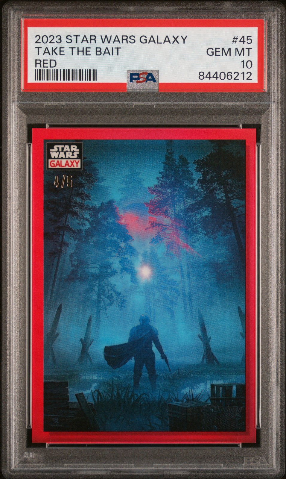 2023 TOPPS CHROME STAR WARS GALAXY RED REFRACTOR #45 TAKE THE BAIT 4/5 PSA 10