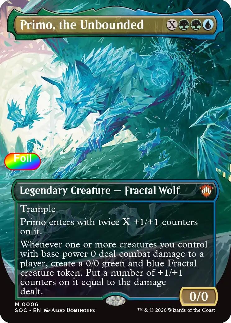 Foil Primo, the Unbounded (Borderless) – 6 – NM – Commander: Secrets of Strix…