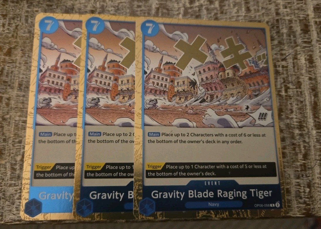 Gravity Blade Raging Tiger OP06-058 Rare Wings of the Captain One Piece Foil NM